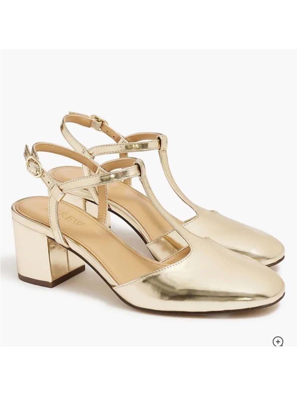 J. Crew gold t-strap heels